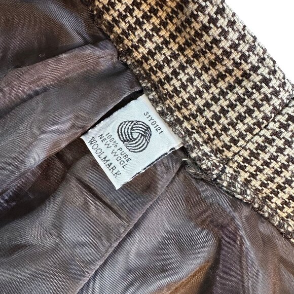Vintage Women's Pants Size 12 Tweed Houndstooth 100% Wool Lined Brown Cuff Leg - Picture 6 of 10